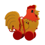 Preschool child playing with pull along animal