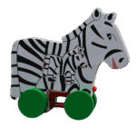 Preschool child playing with pull along animal