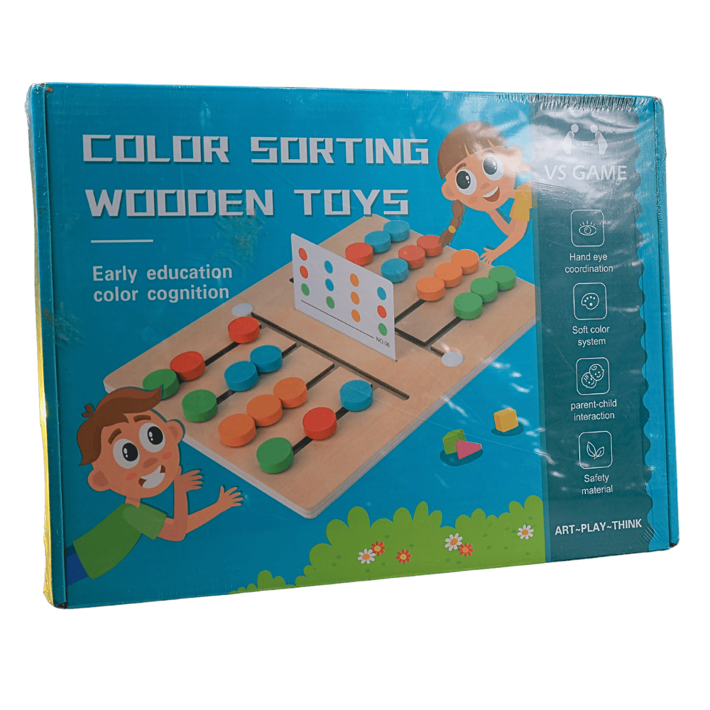 Colourful matching pieces on a kids game board
