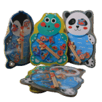 Colorful fishing board toy with fish pieces and rod