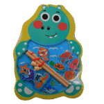 Colorful fishing board toy with fish pieces and rod