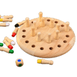 Wooden memory chess board with chess pieces