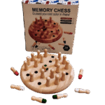 Wooden memory chess board with chess pieces