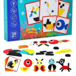 Bright wooden puzzle pieces for Montessori learning