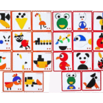 Bright wooden puzzle pieces for Montessori learning