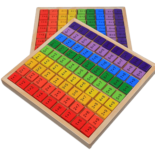 9 by 9 multiplication board with number tiles