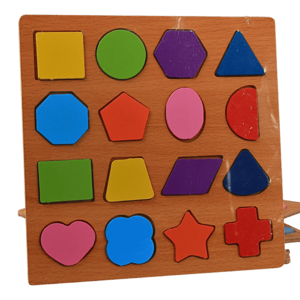 Wooden geometric peg board for kids learning patterns
