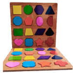 Wooden geometric peg board for kids learning patterns