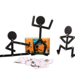 Kid twisting and shaping metal stickman puzzle