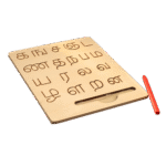 Double-sided wooden board with carved Tamil letters for kids by noiiet