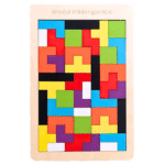 Wooden Tetris board puzzle for kids learning shapes