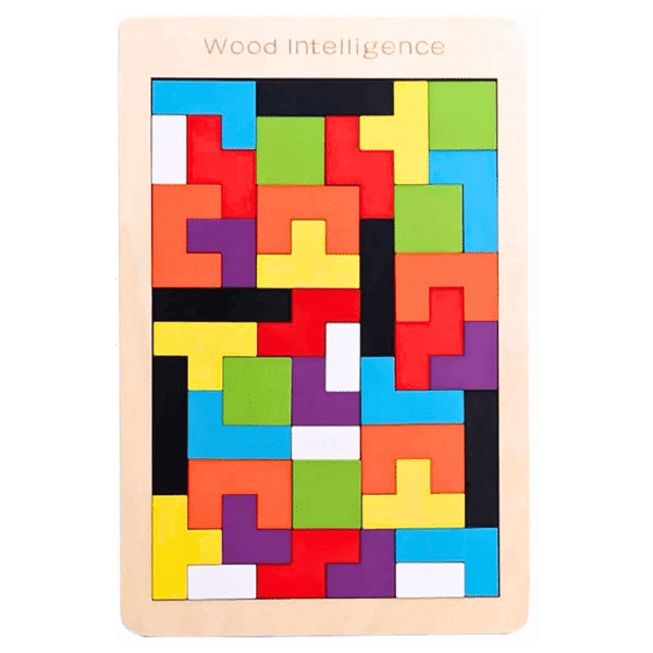 Wooden Tetris board puzzle for kids learning shapes