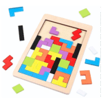 Wooden Tetris board puzzle for kids learning shapes