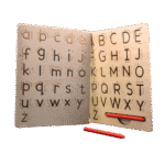 Double sided wooden alphabet tracing board with uppercase and lowercase letters