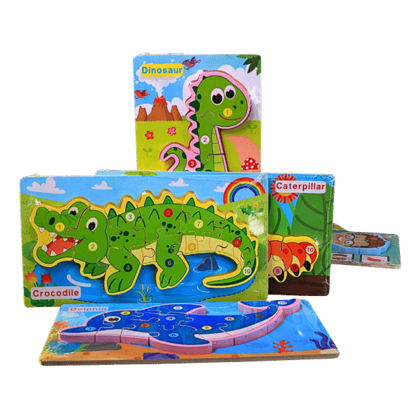 Number puzzle with labels showing number names for preschool learning