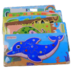 Number puzzle with labels showing number names for preschool learning