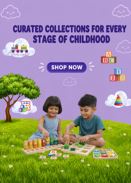 kids playing with wooden toys
